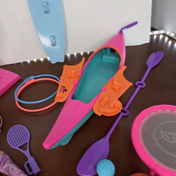 Barbie Sports Accessories Lot Kayak Surfboard Balance Beam Paddle Trophy Mattel - Picture 8 of 15